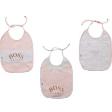 Hugo Boss Baby Girls 3 Pack Bib Set - Pale Pink